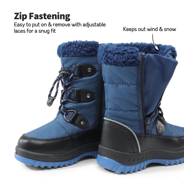 Kids Camouflage Slip Resistant Snow Boots - DARK BLUE - 4